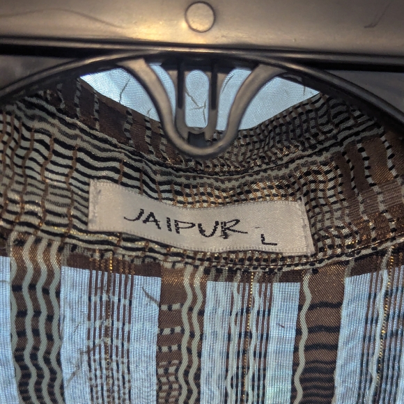 173. Jaipur Metallic Striped Button Down Shirt - Picture 4 of 7